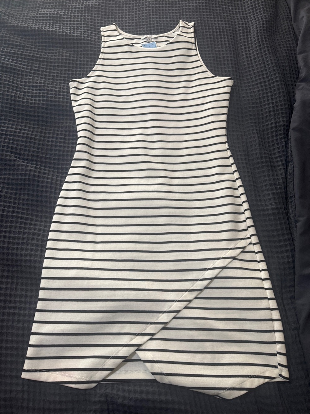 iris Striped Sleeveless Wrap-Front Mini Dress - White & Black